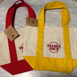 Trader Joes mini totes (2 totes)-Red & Yellow Canvas mini Tote